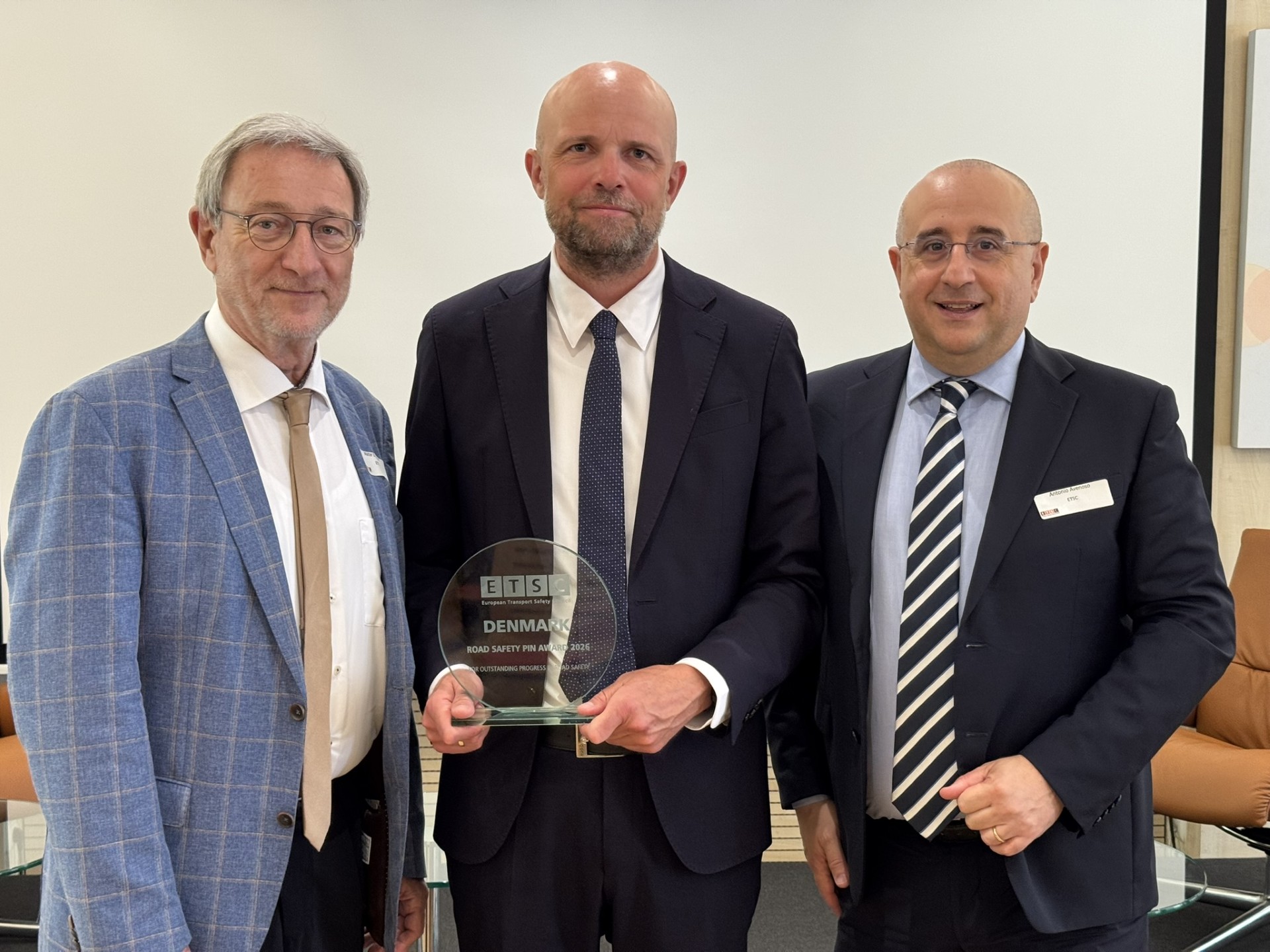Professor Walter Eichendorf, President of ETSC, Jakob Bøving Arendt, adm. direktør, Rådet for Sikker Trafik, Antonio Avenoso, Executive Director of ETSC.